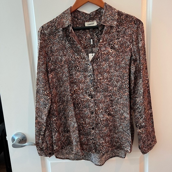 L'Agence Nina Leopard Print Button-Front Blouse NWT - Picture 1 of 16